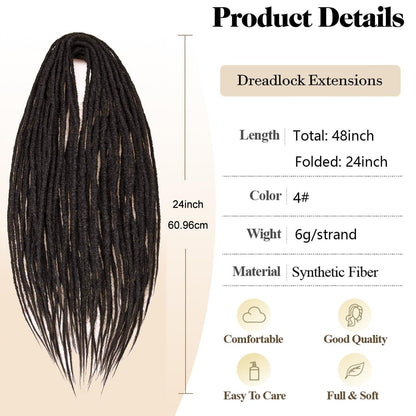 24 Zoll Dreadlock Extensions – Handgemacht, 10 Stränge, 4#