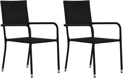 Gartenmöbel Set 2 Personen Rattan Tisch Stuhl Schwarz