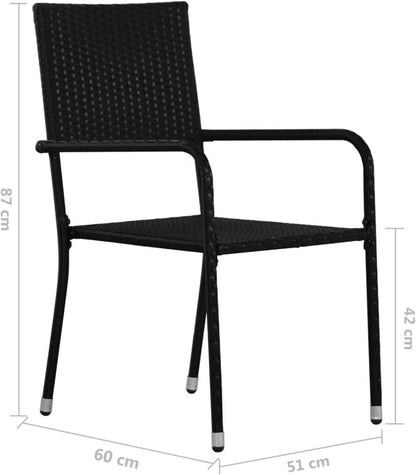 Garten Essgruppe 2 Personen Poly Rattan Schwarz
