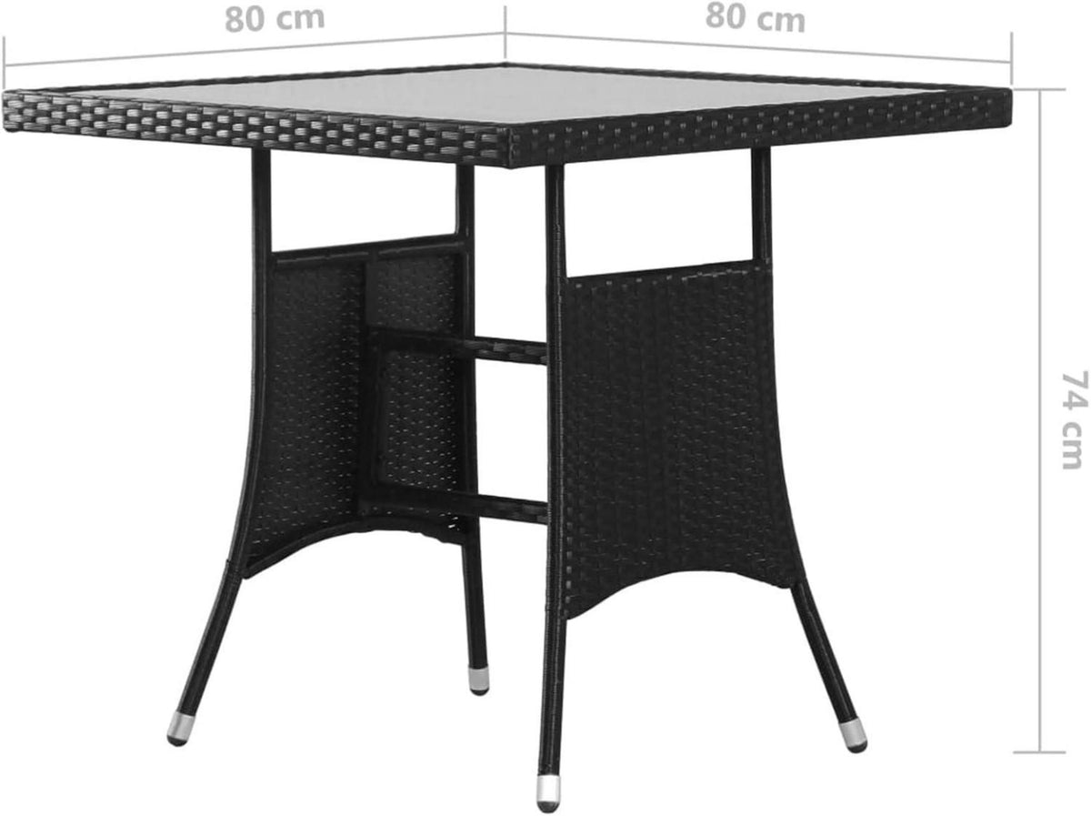 2 Personen Garten Essgruppe Poly Rattan Gartenmöbel Set mit Glas Tisch