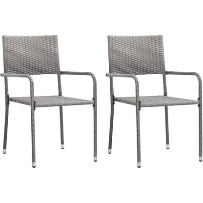 Garten Essgruppe 2 Personen Poly Rattan Anthrazit Grau