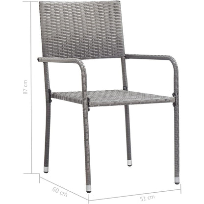 Garten Essgruppe 2 Personen Poly Rattan Anthrazit Grau