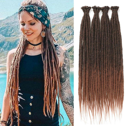 24 Zoll Braune Ombre Dreadlocks Extensions - 20 Stränge Handgemacht