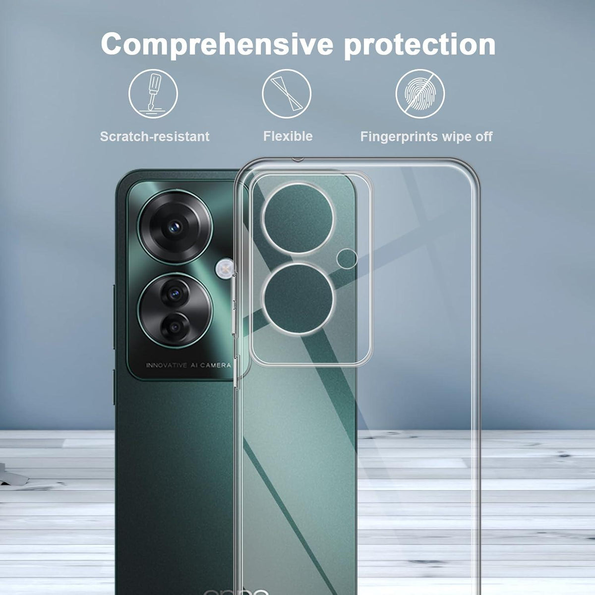 Crystal Clear Silikonhülle für Oppo Reno 11 F Handytasche