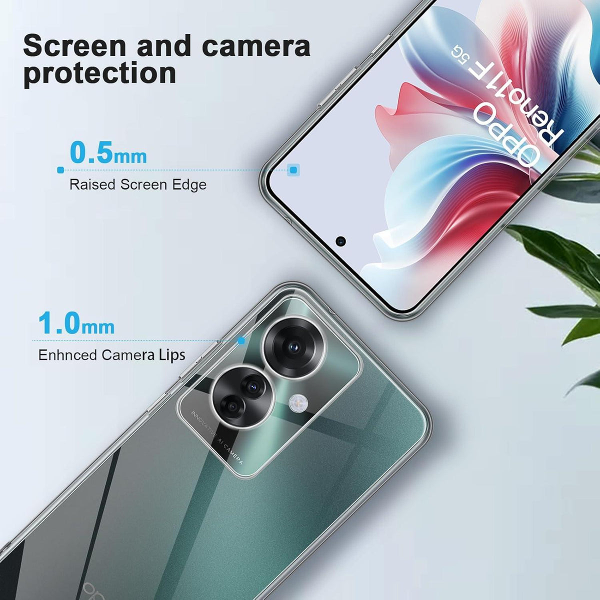 QULLOO Hülle für Oppo Reno11 F 5G Crystal Clear TPU Silikon Case
