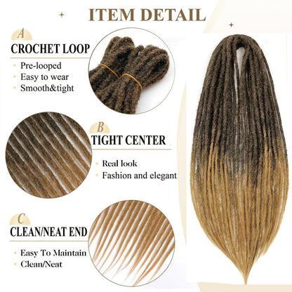24 Zoll Dreadlock Extensions – Handgemacht, Gerade, T1B/27#