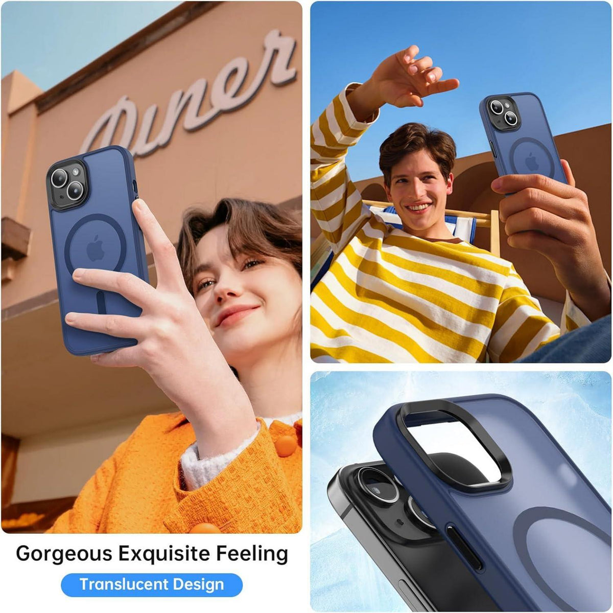 Militärschutz Magnetisch Mattierte Hülle iPhone 15 Blau