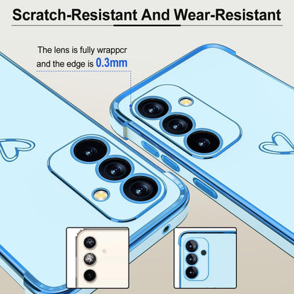 Samsung Galaxy A15 Hülle mit Herzmuster, galvanisiert, blau