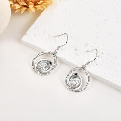 925 Sterling Silber Spirale Ohrringe mit Zirkonia Tropfen für Frauen