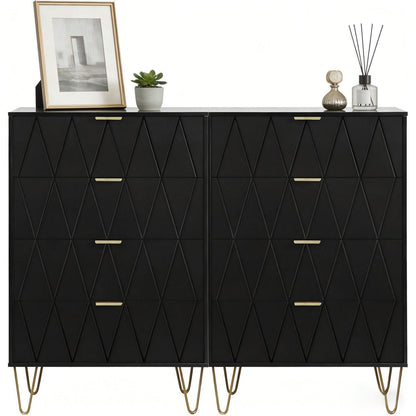 Moderne Kommode 2er Set – 120x34x91 cm mit 8 Schubladen