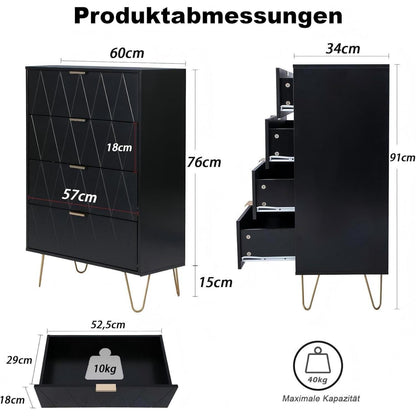 Moderne Kommode 2er Set – 120x34x91 cm mit 8 Schubladen