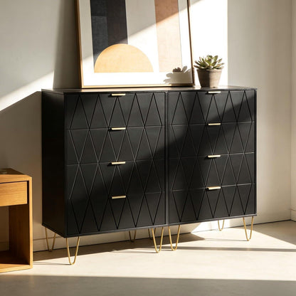 Moderne Kommode 2er Set – 120x34x91 cm mit 8 Schubladen