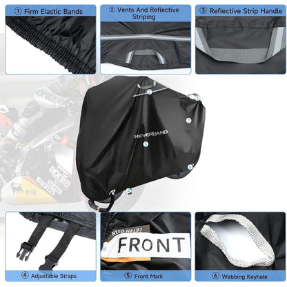 Motorrad Abdeckplane Wasserdicht 300D Outdoor XXL Noir 295x110x140cm