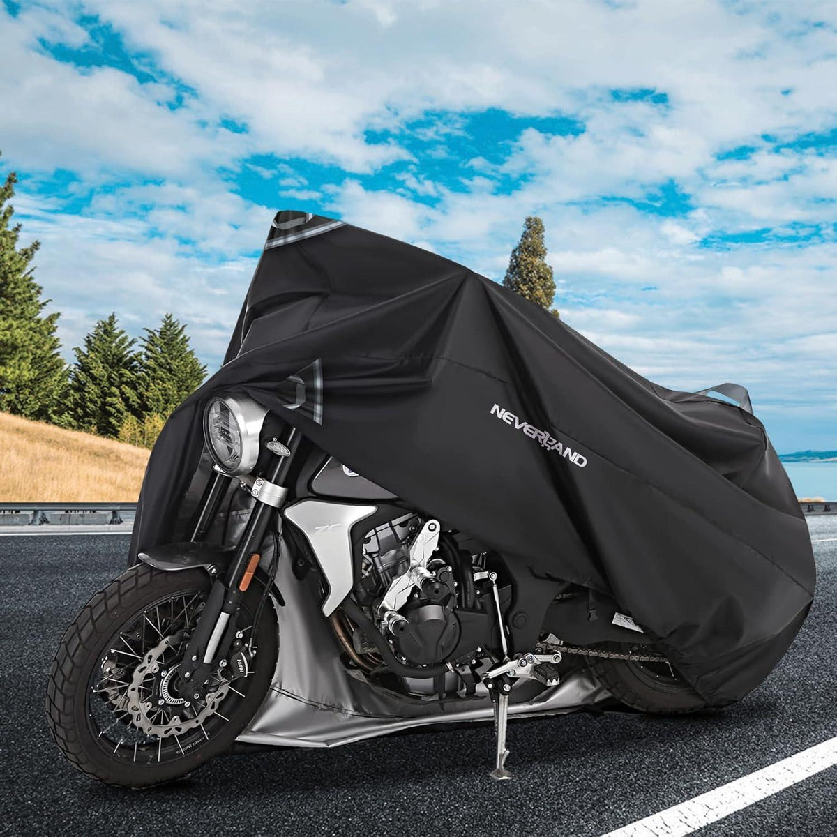Motorrad Abdeckplane Wasserdicht 300D Outdoor XXL Noir 295x110x140cm