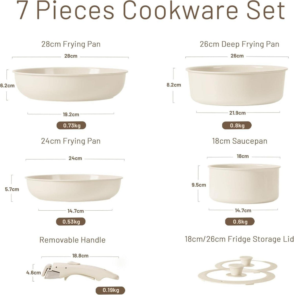 Keramik Kochgeschirr Set 7-teilig Pfanne Topf Wok 26cm