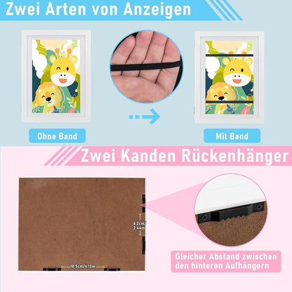 A4 Kinderzeichnungen Bilderrahmen weiß, aufklappbar