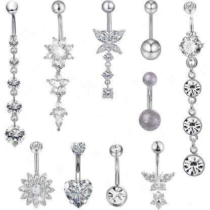 10er Set Bauchnabelpiercing Schwangerschaft mit Anhängern