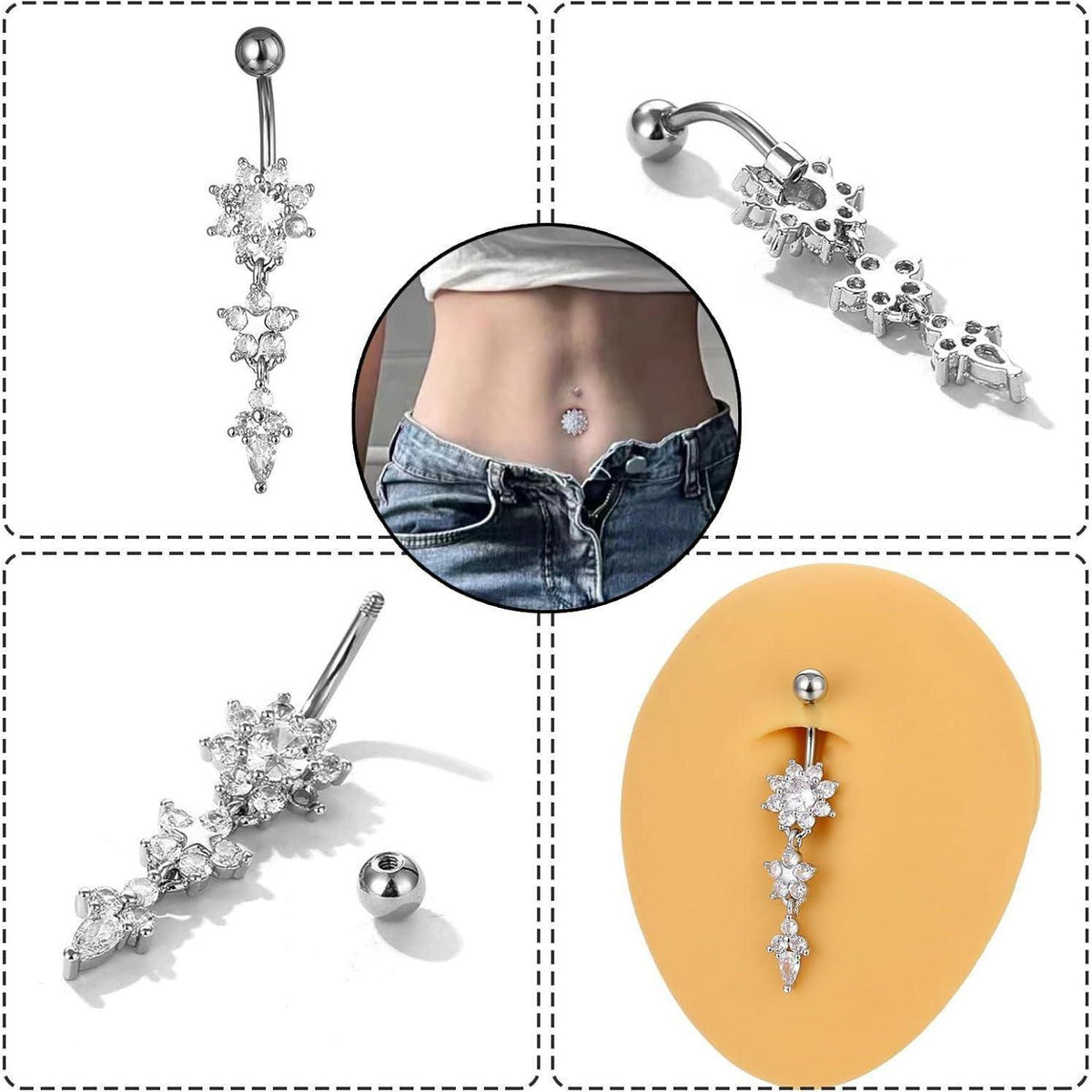 10er Set Bauchnabelpiercing Schwangerschaft mit Anhängern