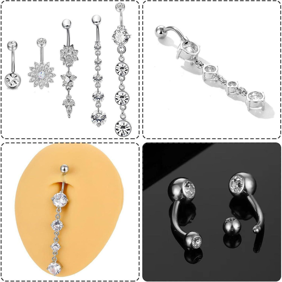 10er Set Bauchnabelpiercing Schwangerschaft mit Anhängern