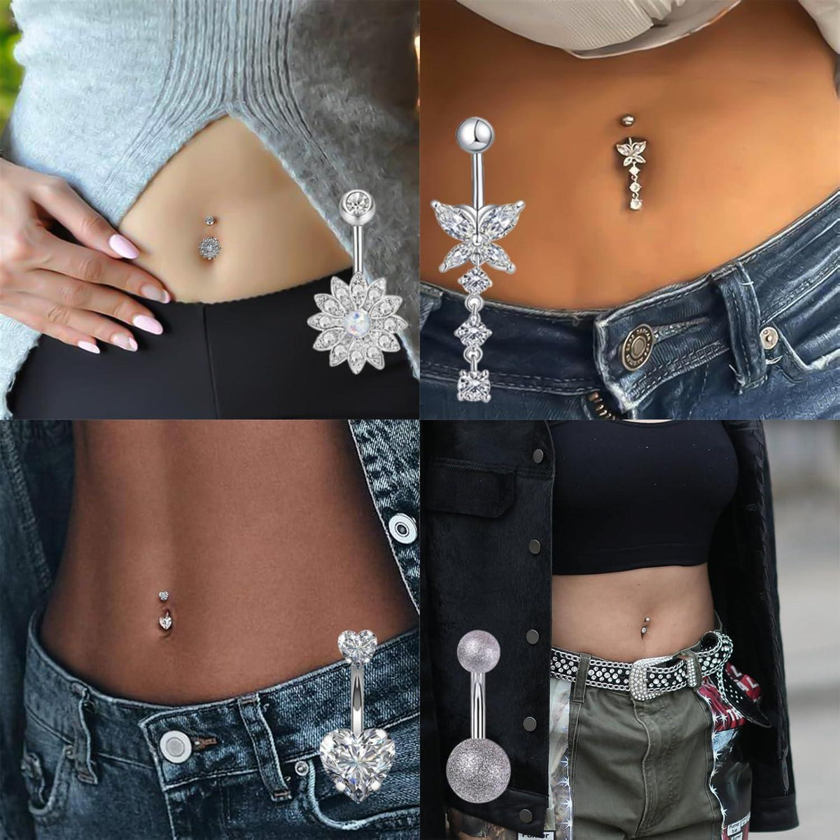 10er Set Bauchnabelpiercing Schwangerschaft mit Anhängern