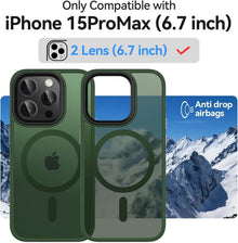 Kmofizle iPhone 15 Pro Max Handyhülle MagSafe Stoßfest Grün