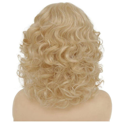 Blonde Lockige Bob Perücke Schulterlang Synthetisch Hitzebeständig