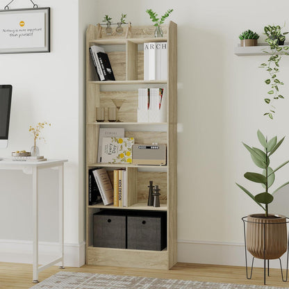 Bücherregal 6 Fächer Eichenbeige – Standregal für Wohnzimmer
