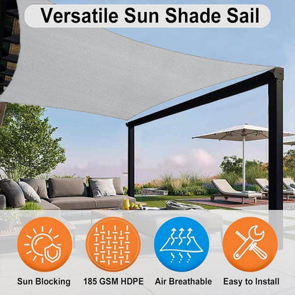 Sonnensegel Rechteckig 2x3m Wasserdicht mit Befestigungsset Grau