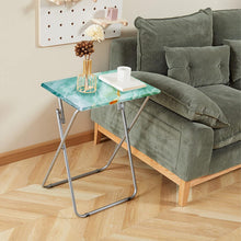 Klappbarer Beistelltisch Blauer Marmor 37x47x66cm Outdoor