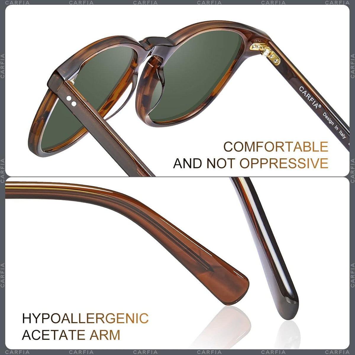 Polarisierte Vintage Sonnenbrille Herren UV-Schutz Acetat Rahmen