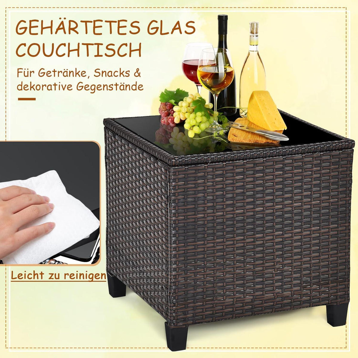 Rattan Balkonset Polyrattan Gartensitzgruppe mit Sitzkissen & Rückenkissen