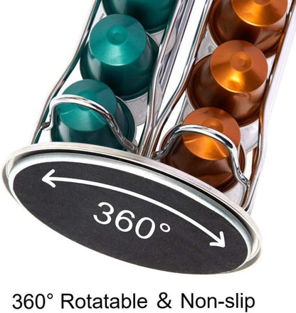 Kaffeekapselhalter Ständer Silber 40 Kapselhalter Platzsparend Drehbar