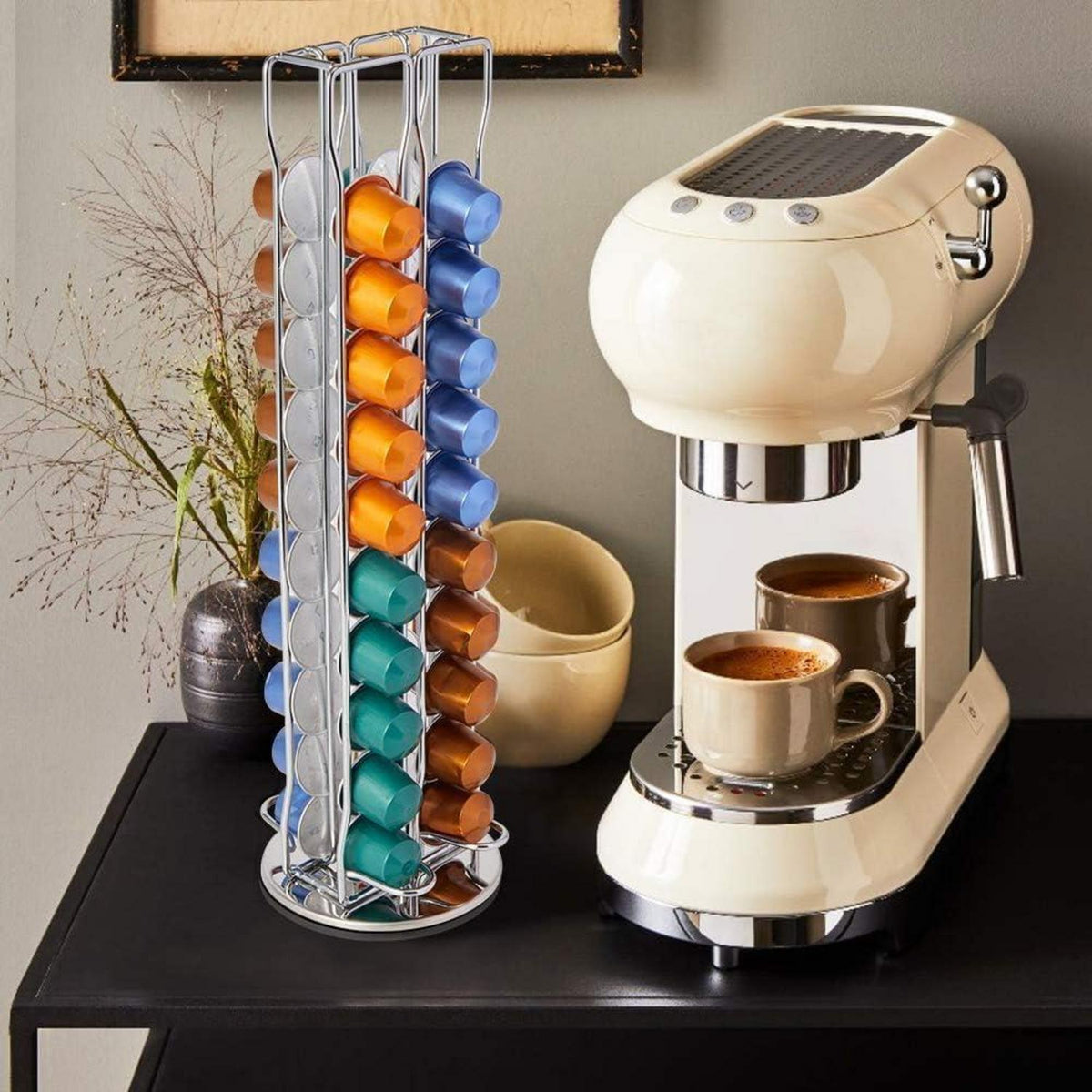 Kaffeekapselhalter Ständer Silber 40 Kapselhalter Platzsparend Drehbar