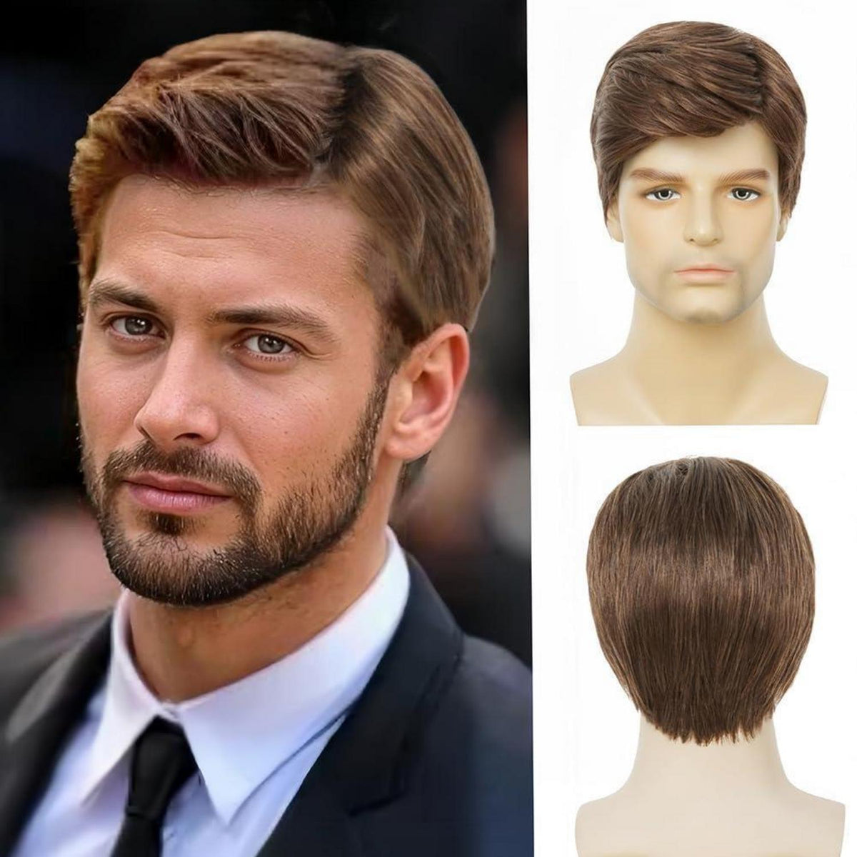 Herren Kurzhaar Perücke Braun – Natürliches Aussehen & Komfort