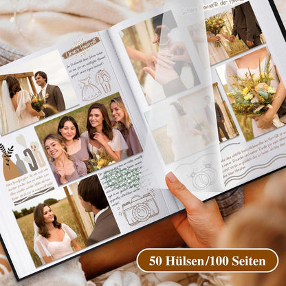 Leinen Fotoalbum zum Selbstgestalten, Blau, 100 Seiten