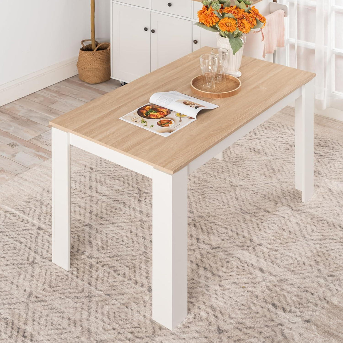 Esstisch Eiche-Weiß 120x70cm – Esszimmertisch für 4 Personen