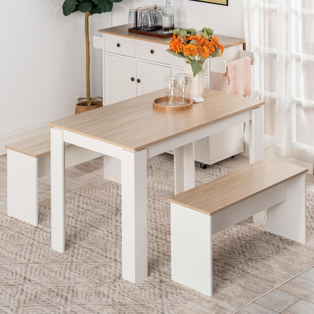Esstisch Eiche-Weiß 120x70cm – Esszimmertisch für 4 Personen