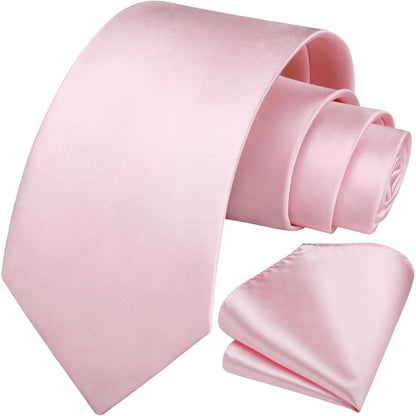 Herren Krawatten-Set mit Einstecktuch, Baby Pink