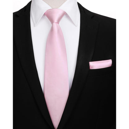 Herren Krawatten-Set mit Einstecktuch, Baby Pink