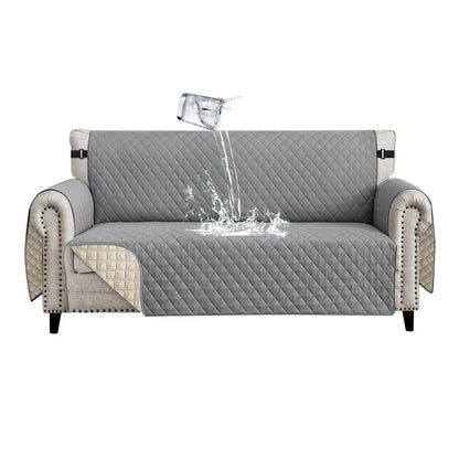 Sofaüberwurf 4 Sitzer wasserdicht rutschfest blassgrau