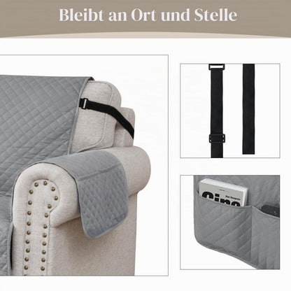 Sofaüberwurf 4 Sitzer wasserdicht rutschfest blassgrau