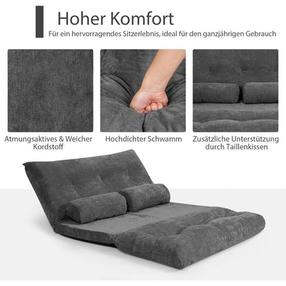 GOPLUS Bodensofa mit Schlaffunktion & Verstelllehne (Grau)