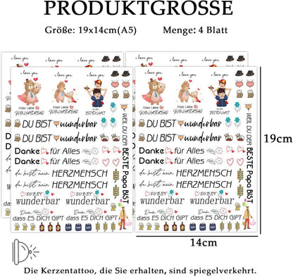 Kerzentattoo Vatertag Geschenk für Papa - 4 Stück A5