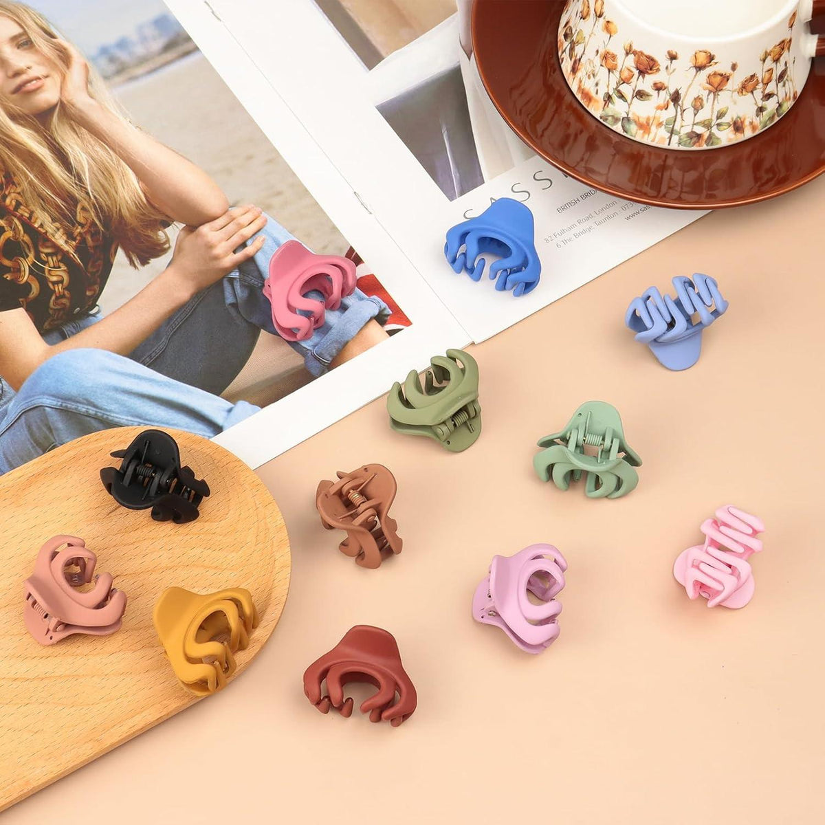 12er Set Haarklammern Octopus Damen Mädchen Bunt Haarspangen Clip