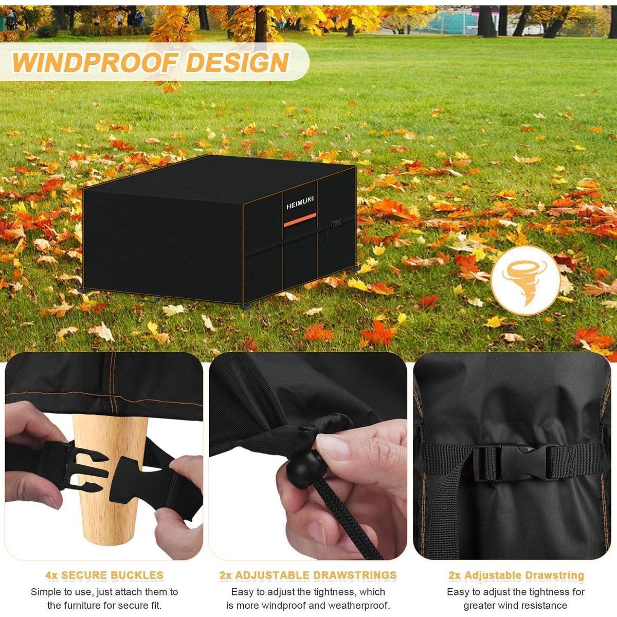 Wasserdichte Abdeckung für Gartentisch 140x140x90cm – Winterfest & UV-Beständig