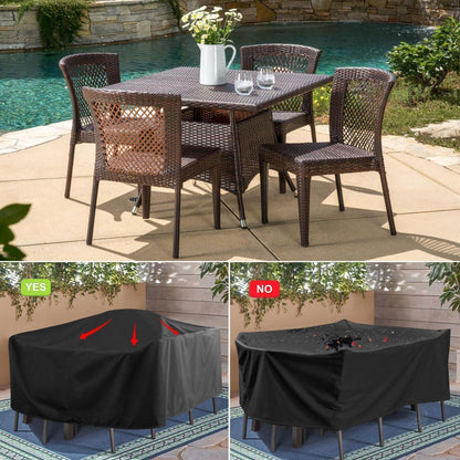 Wasserdichte Abdeckung für Gartentisch 140x140x90cm – Winterfest & UV-Beständig