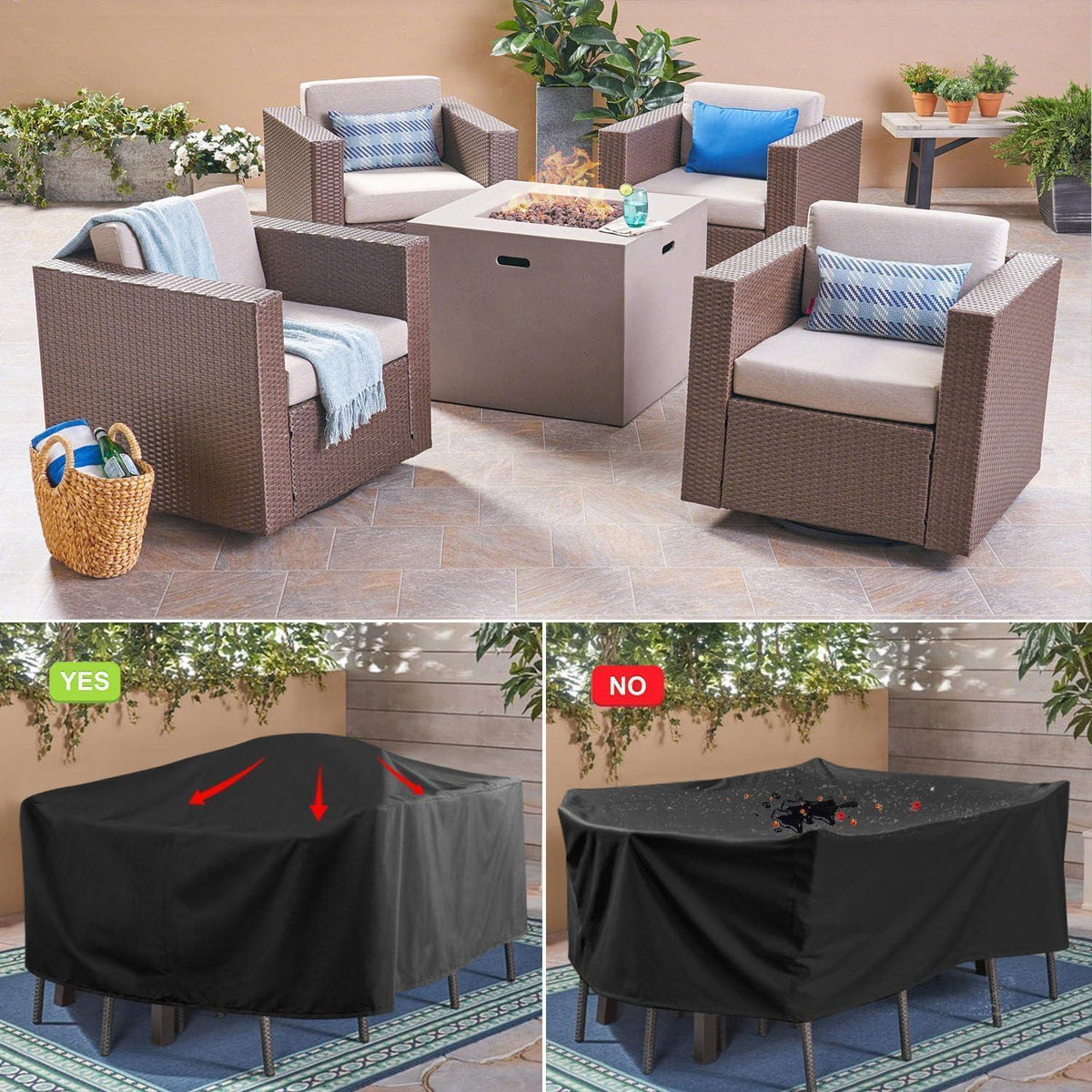 Wasserdichte Abdeckplane für Gartenmöbel 80x80x80cm