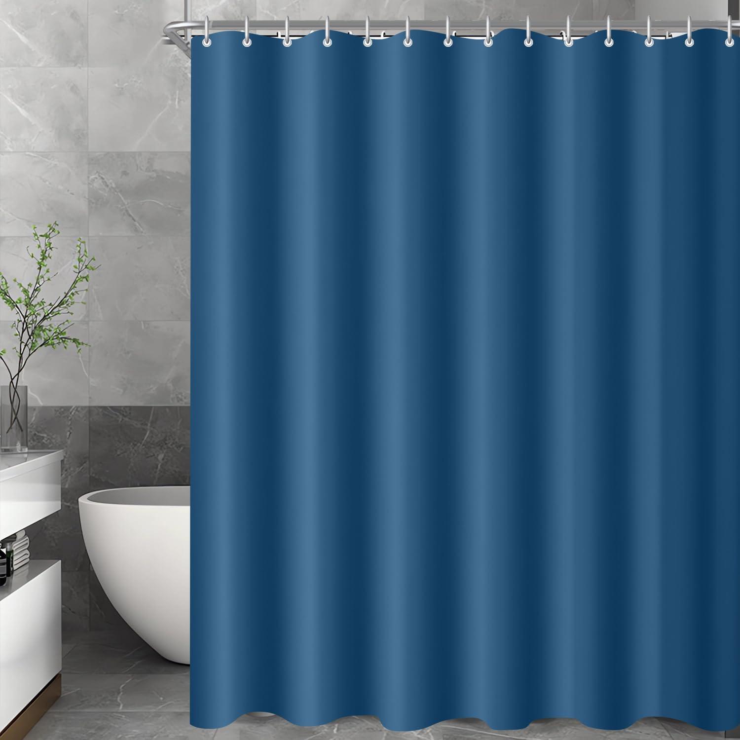 Duschvorhang Dunkelblau 260x200cm Wasserabweisend & Antischimmel mit beschwertem Saum