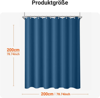 Duschvorhang Dunkelblau 200x200cm beschwerter Saum Textil