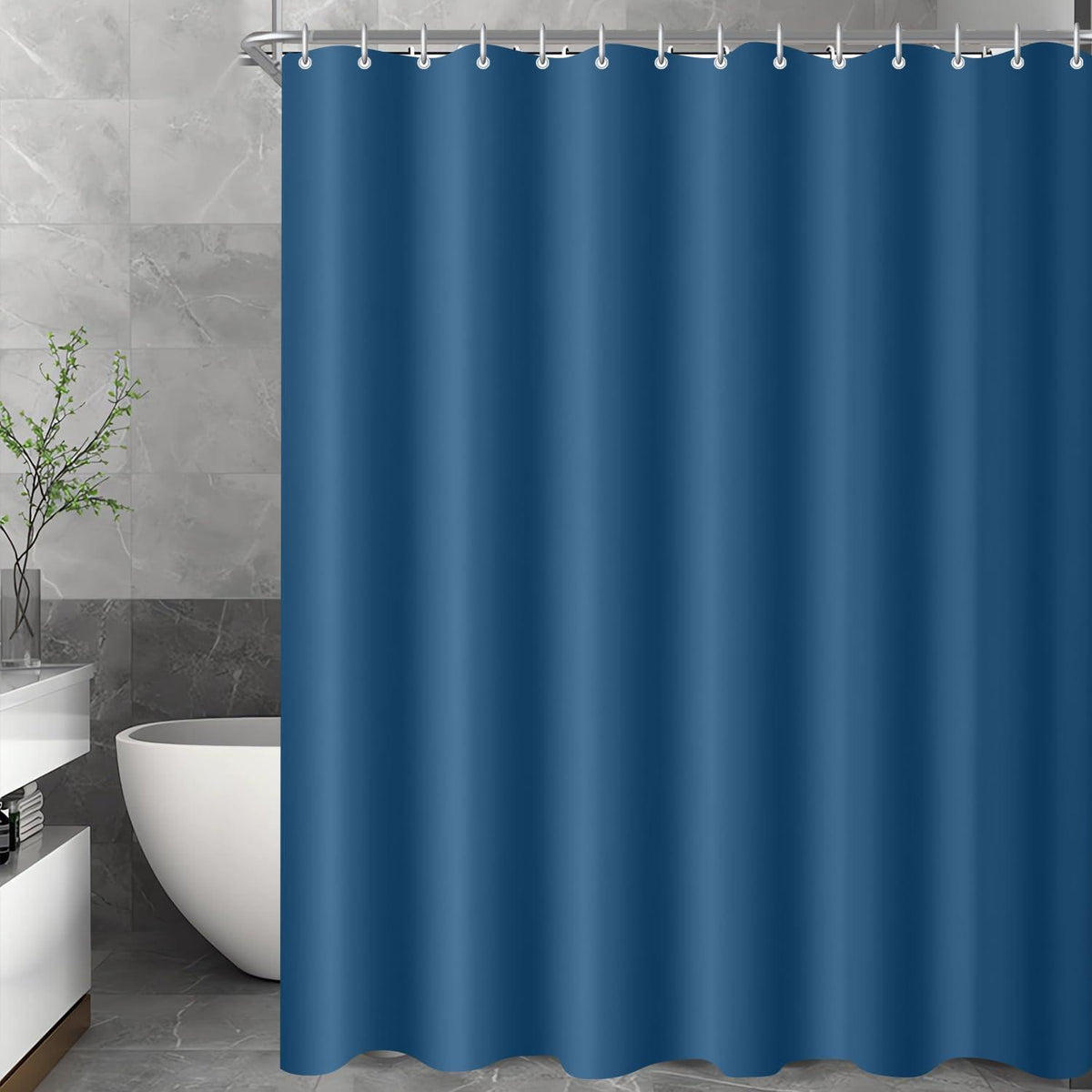 Duschvorhang Dunkelblau 200x200cm Antischimmel Polyester Waschbar